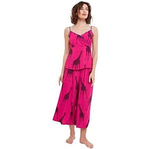 Joe Browns Dames Boutique Hot Pink Giraffe Print Mix en Match Wijde Pijpen Pyjama Bodem, Roze, 16, roze, 42