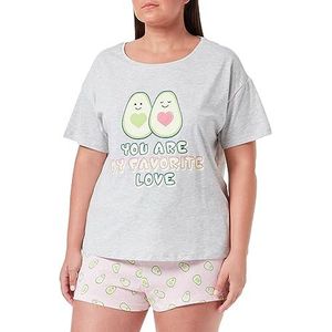 Koton Dames avocado bedrukte pyjama korte mouw pajama set, Rose Design (46C), XL