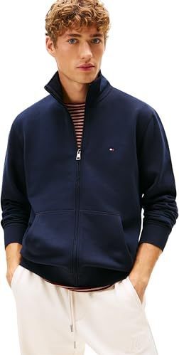 Tommy Hilfiger Heren ESSENTIAL FLEECE STANDKRAAG MW0MW41759 Zip Through Sweatshirt, BLAUW, XS, Blauw (Woestijnhemel), XS
