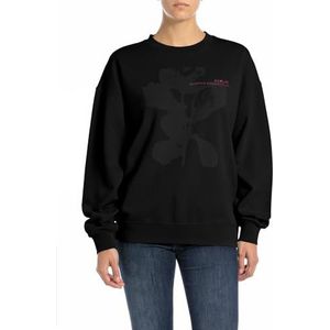 Replay Oversized sweatshirt voor dames, 098 Black, XS