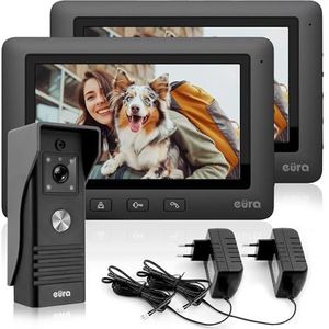 EURA A31A149 VDP-45A3 Alpha video-deurintercom 4-draads intercomsysteem, zwart, twee 7-inch kleurenmonitor