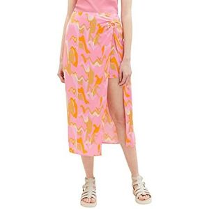 TOM TAILOR Denim Dames 1036621 Midi Rock, 31704-Abstract Pink Print, M, 31704 - Abstract Pink Print, M