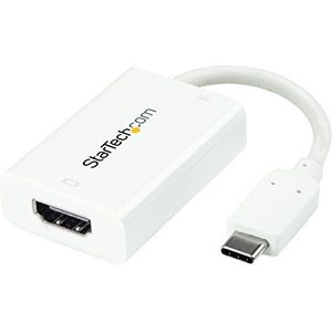 StarTech.com USB C naar HDMI 2.0 Adapter met stroomvoorziening - 4K 60Hz USB Type-C naar HDMI Display Video Converter - 60W PD Pass-Through Oplaadpoort - Thunderbolt 3 Compatibel - Wit (CDP2HDUCPW)