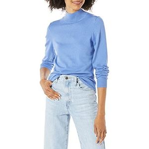 Amazon Essentials Lichtgewicht trui met mockneck voor dames (verkrijgbaar in grote maten), blauw, XS