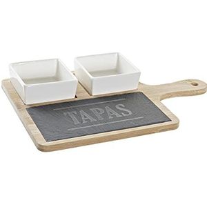 Set voor voorgerechtjes DKD Home Decor Tapas Raad van bestuur Bamboe Keramiek (31 x 20 x 5 cm) (3 Onderdelen)