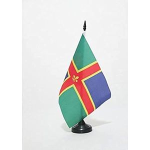 Lincolnshire County Table Vlag 14x21 cm - County of Lincs. - England Desk Vlag 21 x 14 cm - Zwarte plastic stok en voet - AZ FLAG