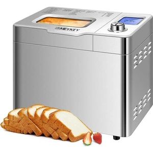 COOCHEER Broodbakmachine met een capaciteit tot 900 g, intelligente en automatische programma's, 3 broodmaten, 550 W, 36 x 22 x 30 cm, zilverkleurig