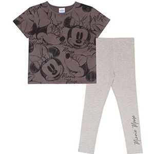 Disney Sketches Minnie Mouse T-shirt en leggings set, Meisjes, 104-170, Grey, Officiële Koopwaar