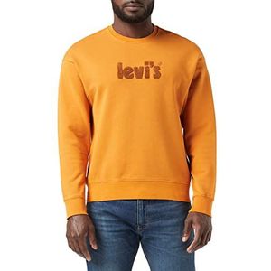 Levi's Relaxed T2 Graphic Crew Sweatshirt voor Heren, Poster Logo Cred Gd Golden Oak, L