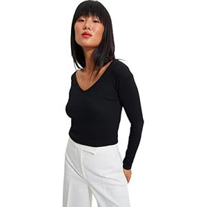 Trendyol Dames zwart-wit Crop 2-pakket gebreide blouse blouse, zwart en wit, medium