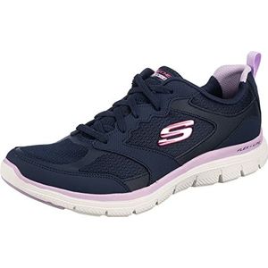Skechers Flex Appeal 4.0 Active Flow Sneaker voor dames, Marineblauw lederen mesh trim, 38 EU