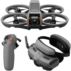 DJI Avata 2 Fly More Combo (1 batterij), FPV-drone met 4K-camera, propellerbescherming, flips/rollen met één druk op de knop, inclusief Bril 3 en RC Motion 3, cameradrone met POV-inhoud