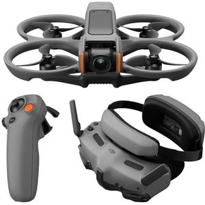 DJI Avata 2 Fly More Combo (1 batterij), FPV-drone met 4K-camera, propellerbescherming, flips/rollen met één druk op de knop, inclusief Bril 3 en RC Motion 3, cameradrone met POV-inhoud