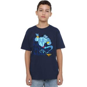 Aladdin Let's Make Some Magic with The Genie Unisex Kids T-shirt, marineblauw, 3-4 jaar, marineblauw, 3-4 jaar