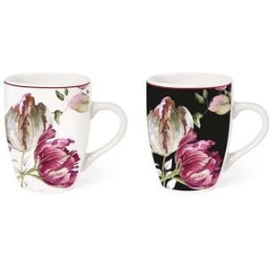 H&H Bouquet Set mit 12 Tassen, Porzellan, gewölbt, 280 cc