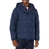 Amazon Essentials Zwaar gewicht Puffer jas jurk met capuchon Navy, XS