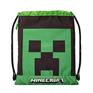 MINECRAFT - Schoolrugzak, uniseks sporttas voor kinderen en jongeren met schouderbanden tegen verstikking met ritssluiting, kleur groen - officieel Minecraft, creeper, Eén maat, Casual