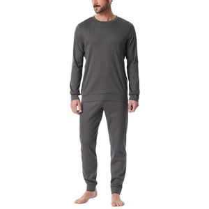 Schiesser Schlafanzug Lang Wärmere Baumwolle-Fein Interlock Pyjama Set voor heren, Anthrazit_182025, 64
