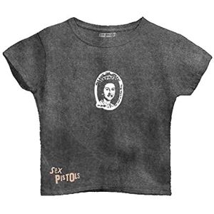 Sex Pistols Crop Top Shirt God Save The Queen Officiële Womens Mineral Wash Zwart S, Zwart, S