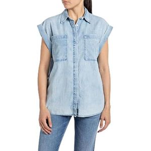 Replay Jeanshemd voor dames, korte mouwen, 010, lichtblauw, XS
