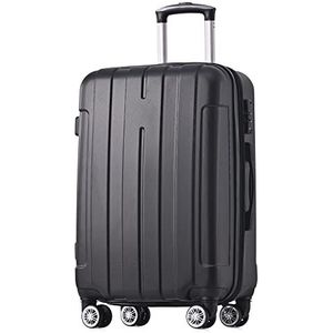 Merax Harde kofferset, reiskofferset, trolley, koffer met TSA-slot en universeel wiel, uitbreidbaar, draagkoffer, rolkoffer met telescoopgreep, zwart, 3-teiliges Set, Harde koffer