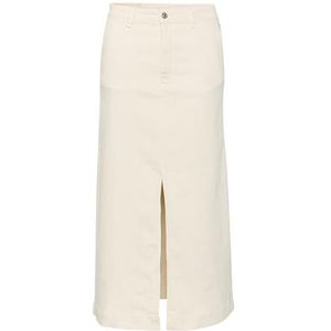 Part Two Denim rok voor dames, hoge taille, rechte silhouet, midi-lengte, Eggnog, 36