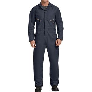Dickies Men’s Deluxe Long Sleeve Coveralls – 7.5 oz Twill Mechanic Jumpsuit with Zipper Front Industrial Uniform Fit, Dark Navy, Large Tall US