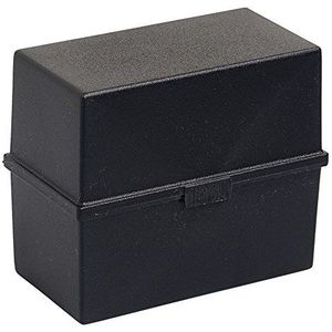 Exacompta - Ref 51814D - Office Card Index Box - 100 x 228 x 170mm groot, geschikt voor het opbergen van A5 indexkaarten, Snap Lock sluiting, scharnierend deksel - zwart