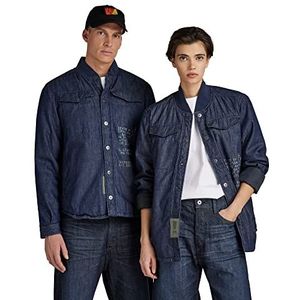 G-STAR Raw Bomber Collar Overhemden voor heren, Blauw (Rinsed D20966-d013-082), XL
