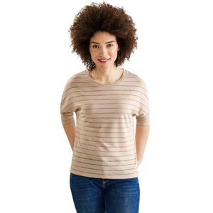 Street One Dames T-shirt 3/4 mouw, Licht glad zand, 42