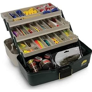 Plano Eco-vriendelijke drie-lade tackle box, opbergdoos, gegoten tackle opslag, alle vissen, Unisex, Beige/groen