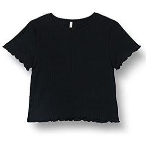 Kids Only Konnella S/S O-Neck Top Noos JRS T-shirt voor meisjes, zwart, 146/152 cm
