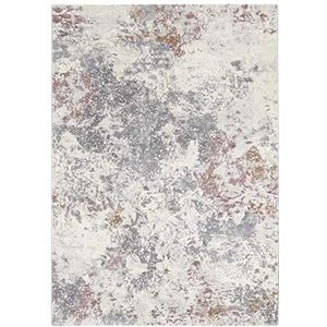 Elle Decor laagpolig tapijt Fontaine crème grijs framboos rood, 120x170 cm