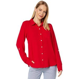 Tommy Hilfiger Dames J2dm7530-sca-Xs Button Down Shirt, Scarlet, XS, Scharlaken, XS