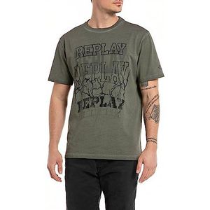 Replay T-shirt voor heren, regular fit, 212 Green Mud, S