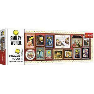 Trefl - Galerij Smiley World - Panoramische puzzel 1000 stukjes - Lachende Kunstwerken, Collage, Vrolijke Legpuzzel, doe-het-zelf Legpuzzel, Plezier, voor Volwassenen en Kinderen vanaf 12 jaar