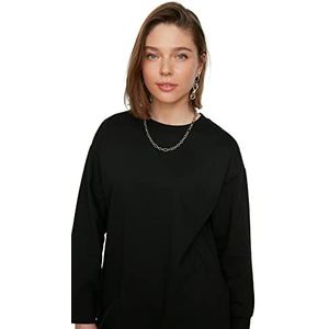 Trendyol Dames Black Bike Collar Basic gebreid sweatshirt, medium