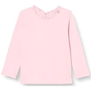Koton Babygirl's T-shirt met lange mouwen, ronde hals, ruffle detail, geribbeld, katoen, roze (274), 12-18 Maanden