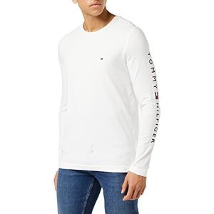 Tommy Hilfiger Heren shirt met lange mouwen Tommy Logo Long Sleeve Tee Basic, wit (white), 3XL