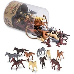 Terra 60-delige dierenfiguren, verzameling, paarden, speelgoedset in emmer, mini-paardenfiguren, speelgoed vanaf 3 jaar