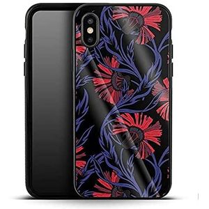 caseable Apple iPhone XS Max luxe glazen telefoonhoes - schokabsorberend & krasbestendig oppervlak - kleurrijk design - Midnight Floral A- bloemen