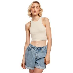 Urban Classics Dames top dames cropped rib top, buikvrije top van rib-materiaal, verkrijgbaar in 7 kleurvarianten, maten XS -5XL, Beige, XS