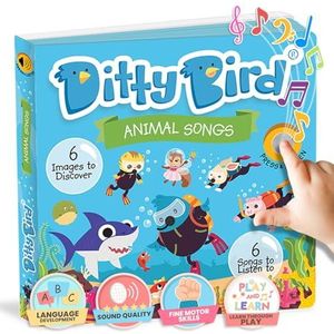 DITTY BIRD Animal Songs Kinderliedjes geluidenboek - Babyspeelgoed met muziek en geluid. Met 6 geluidsknoppen om Engels te leren. Perfect voor kinderen vanaf 1 jaar die tweetalig worden opgevoed.