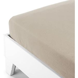 Caleffi Onderlaken van flanel, effen, Italiaans design, comfort en duurzaamheid, geschikt voor Frans bed, zandkleurig, materiaal flanel