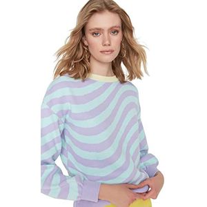 Trendyol Dames Regular Basic Crew Neck Knitwear Sweater, Lila, S