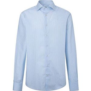 Hackett London Heren Twill FINE Stripe Shirt, Wit/Blauw, 16, Wit/Blauw, 40