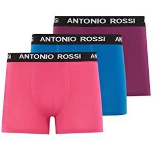Antonio Rossi Boxerhipsters voor heren (pak van 3) Shorts, paars, roze, blauw, S, Paars, Roze, Blauw, S