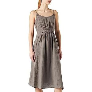 Bonateks, Lange, vaste jurk met veters aan de voorkant en zakken, 100% linnen, maat 38, Amerikaanse maat: M, mol - Made in Italy, beige, 38