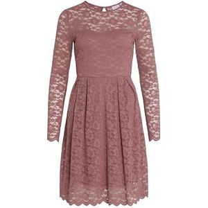 Vila Vrouwelijke jurk met lange mouwen, met kant versierd, roze, XXL