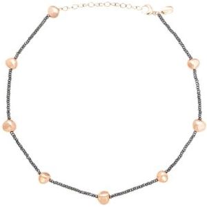 Breil B Rocks Halskette aus Edelstahl hergestellt und mit Hämatitsteinen verziert, Min. Länge: 39 cm, Max. Länge: 45 cm, TJ3289